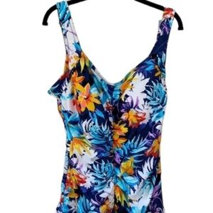 Maxine of Hollywood swimsuit 1x full coverage tropical‎ floral